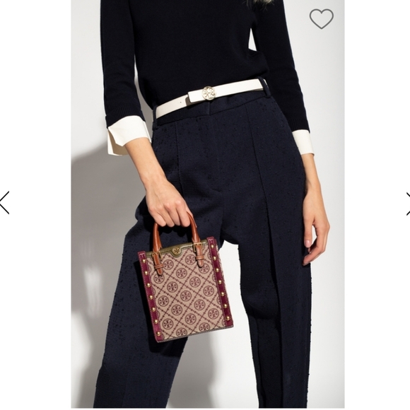 Tory Burch NWOTs Mini T Monogram Jacquard Studded North-South Tote Bag - Picture 3 of 16